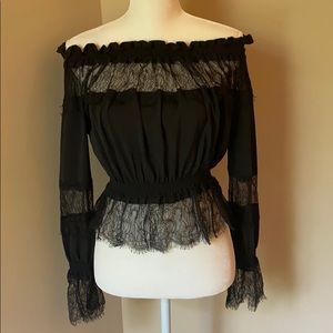 🆕 Off Shoulder Lace Trim Top